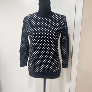 Ann Taylor Navy Polka Dot Sweater